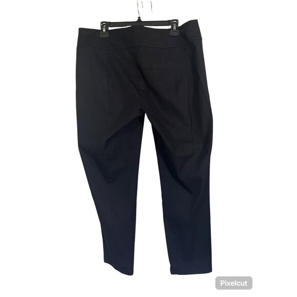 Eileen Fisher Black Organic Cotton Stretch Ankle Pants L | Side Zip Slim Leg - Picture 4 of 7